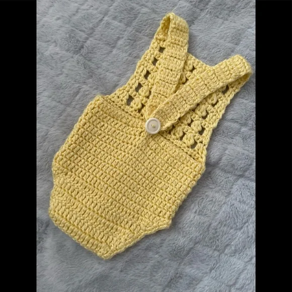 Hand-knitted.  Yellow color.  size 0-3 - Picture 2 of 2